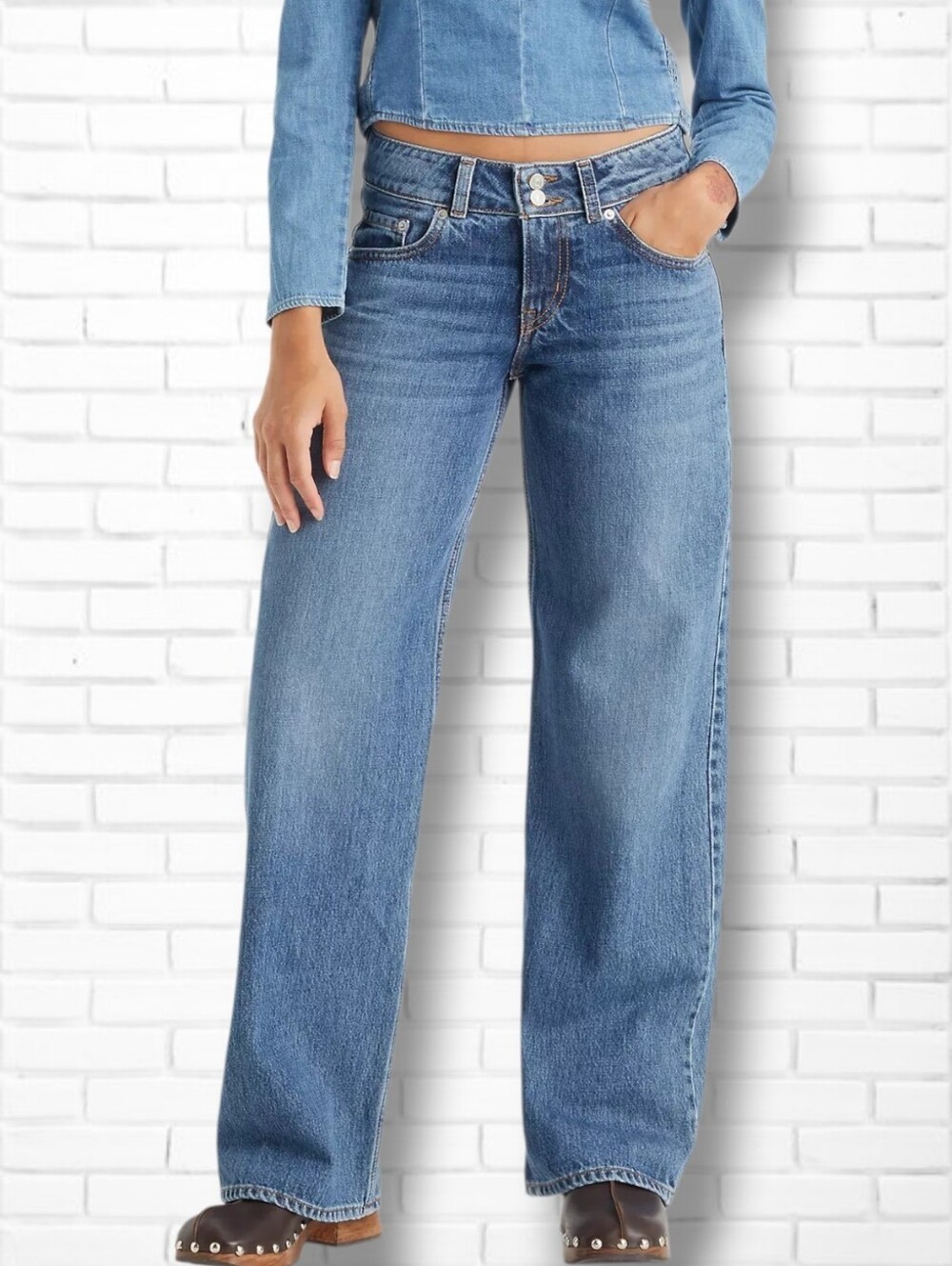 Levi's Superlow Vintage Blue Wash Wide Leg Raw Hem Jeans Size 28/6
